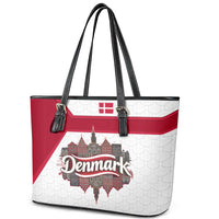 Denmark Leather Tote Bag with Cityscape Print and Royal Coat of Arms Design