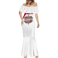 Denmark Mermaid Dress with Cityscape Print and Royal Coat of Arms Design