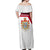 Denmark Off Shoulder Maxi Dress with Cityscape Print and Royal Coat of Arms Design