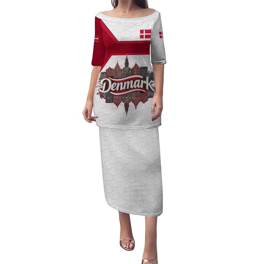 Denmark Puletasi with Cityscape Print and Royal Coat of Arms Design