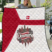 Denmark Quilt with Cityscape Print and Royal Coat of Arms Design