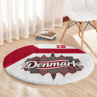 Denmark Round Carpet with Cityscape Print and Royal Coat of Arms Design