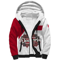 Denmark Sherpa Hoodie with Cityscape Print and Royal Coat of Arms Design