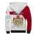 Denmark Sherpa Hoodie with Cityscape Print and Royal Coat of Arms Design