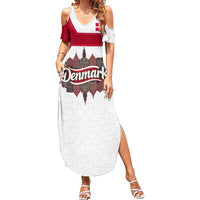 Denmark Summer Maxi Dress with Cityscape Print and Royal Coat of Arms Design