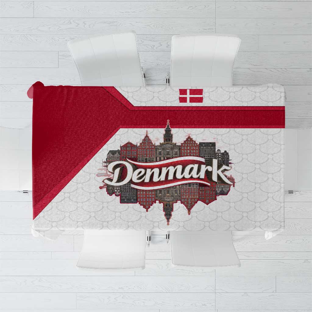Denmark Tablecloth with Cityscape Print and Royal Coat of Arms Design