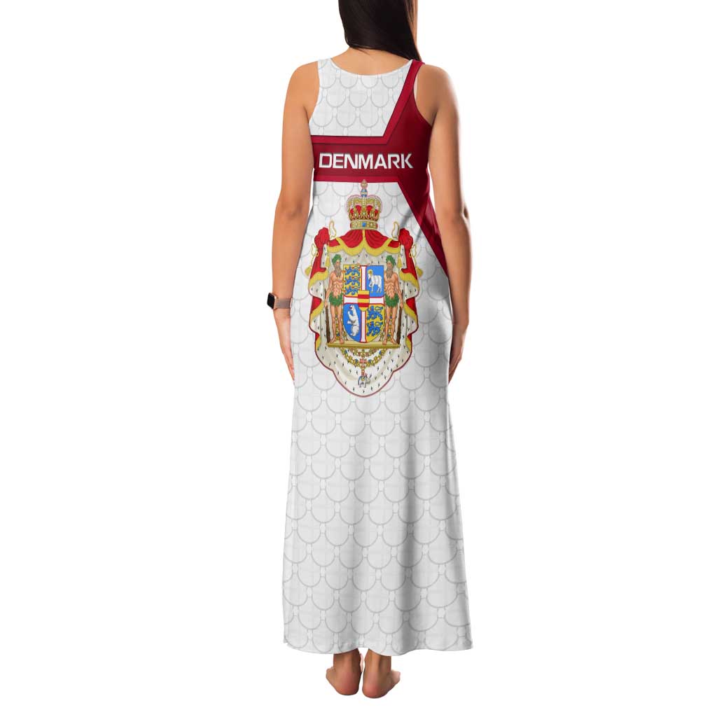 Denmark Tank Maxi Dress with Cityscape Print and Royal Coat of Arms Design