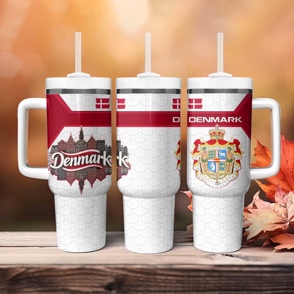 Denmark Tumbler With Handle with Cityscape Print and Royal Coat of Arms Design