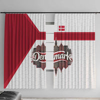 Denmark Window Curtain with Cityscape Print and Royal Coat of Arms Design