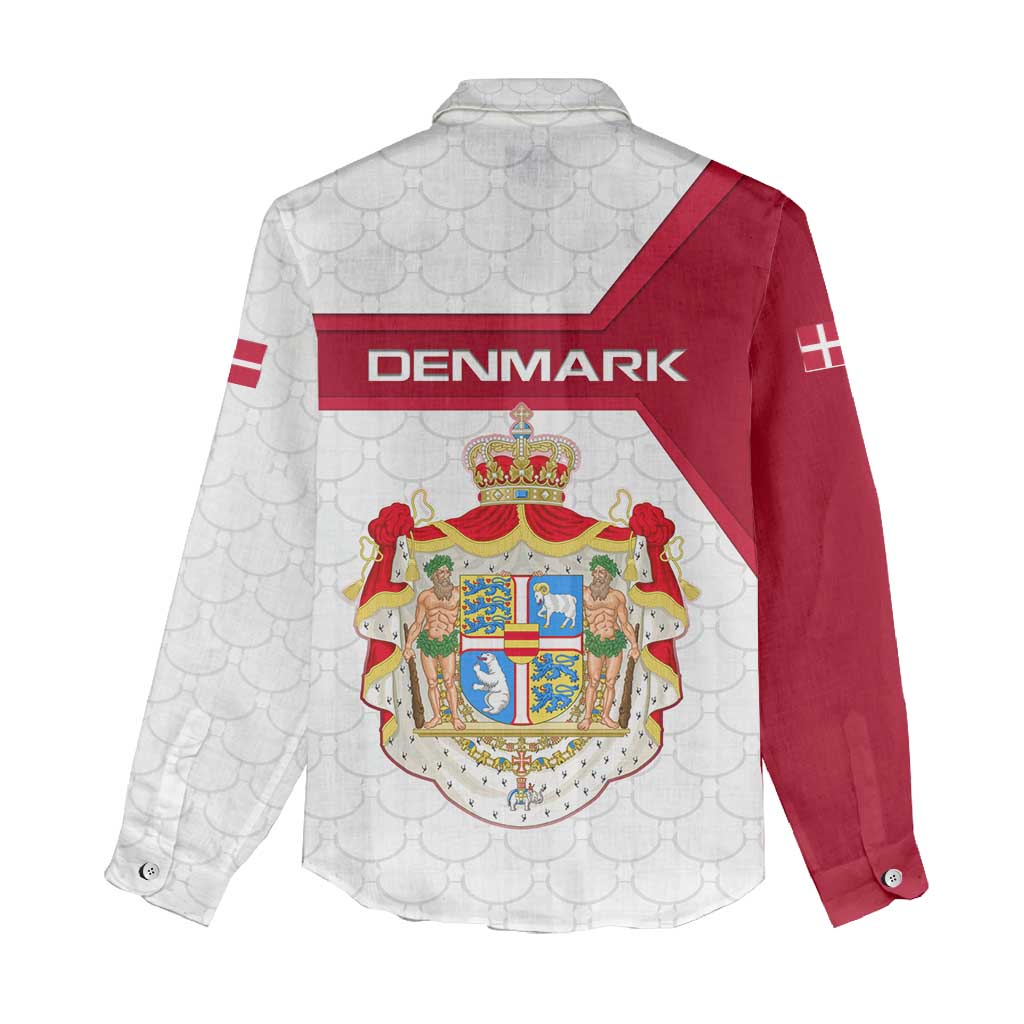 Denmark Women Casual Shirt with Cityscape Print and Royal Coat of Arms Design
