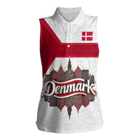Denmark Women Sleeveless Polo Shirt with Cityscape Print and Royal Coat of Arms Design