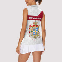 Denmark Women Sleeveless Polo Shirt with Cityscape Print and Royal Coat of Arms Design