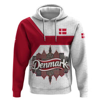 Denmark Zip Hoodie with Cityscape Print and Royal Coat of Arms Design
