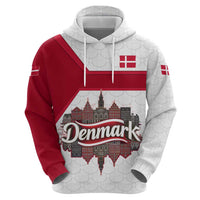Denmark Zip Hoodie with Cityscape Print and Royal Coat of Arms Design