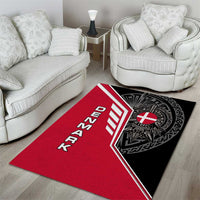 Denmark Flag Area Rug with Viking Rune Pattern and Nordic Crest Design - Wonder Print Shop