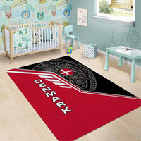 Denmark Flag Area Rug with Viking Rune Pattern and Nordic Crest Design - Wonder Print Shop