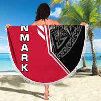 Denmark Flag Beach Blanket with Viking Rune Pattern and Nordic Crest Design - Wonder Print Shop
