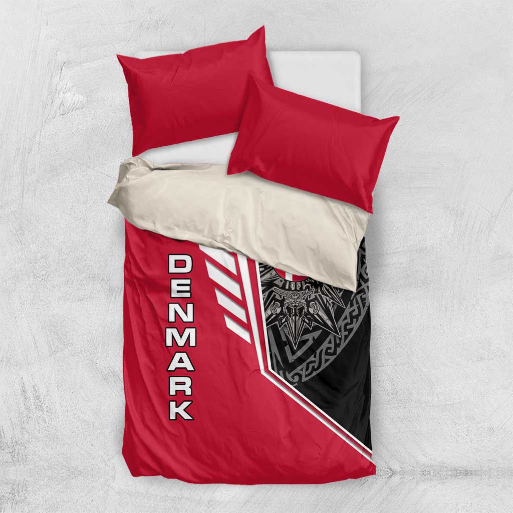 Denmark Flag Bedding Set with Viking Rune Pattern and Nordic Crest Design - Wonder Print Shop
