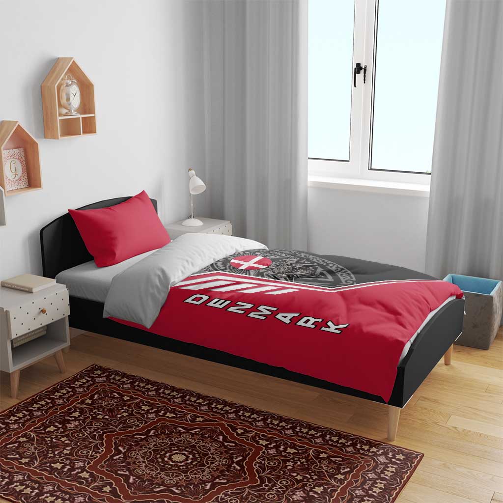 Denmark Flag Bedding Set with Viking Rune Pattern and Nordic Crest Design - Wonder Print Shop