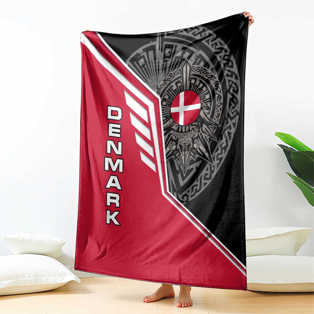 Denmark Flag Blanket with Viking Rune Pattern and Nordic Crest Design - Wonder Print Shop