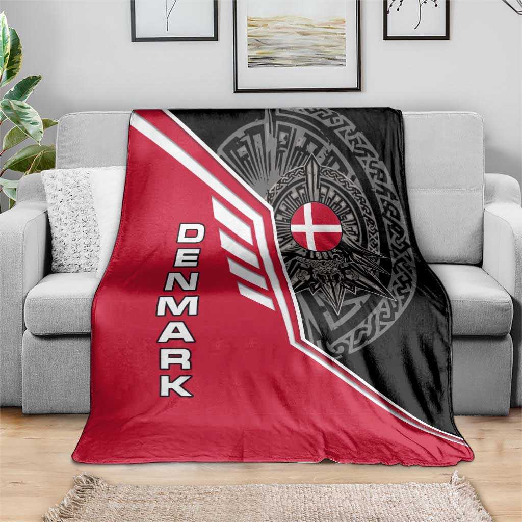 Denmark Flag Blanket with Viking Rune Pattern and Nordic Crest Design - Wonder Print Shop