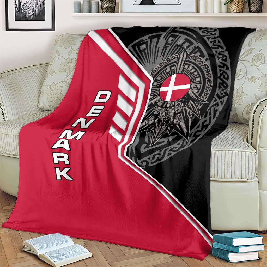 Denmark Flag Blanket with Viking Rune Pattern and Nordic Crest Design - Wonder Print Shop