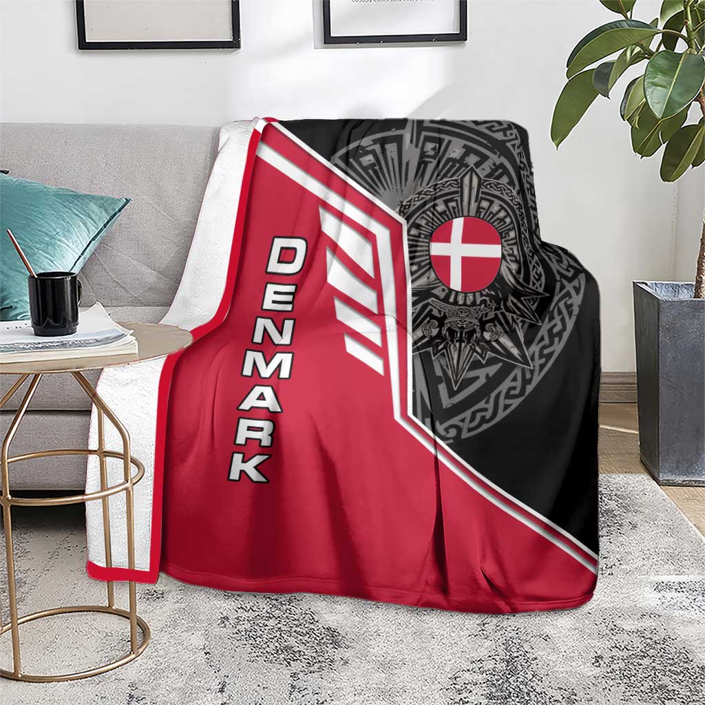 Denmark Flag Blanket with Viking Rune Pattern and Nordic Crest Design - Wonder Print Shop