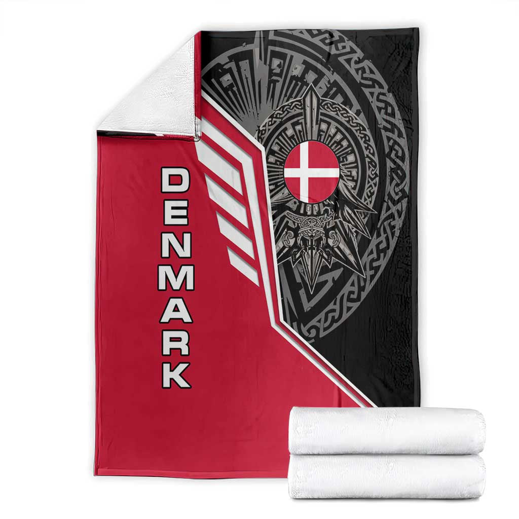 Denmark Flag Blanket with Viking Rune Pattern and Nordic Crest Design - Wonder Print Shop