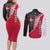Denmark Flag Couples Matching Long Sleeve Bodycon Dress and Long Sleeve Button Shirt with Viking Rune Pattern and Nordic Crest Design - Wonder Print Shop