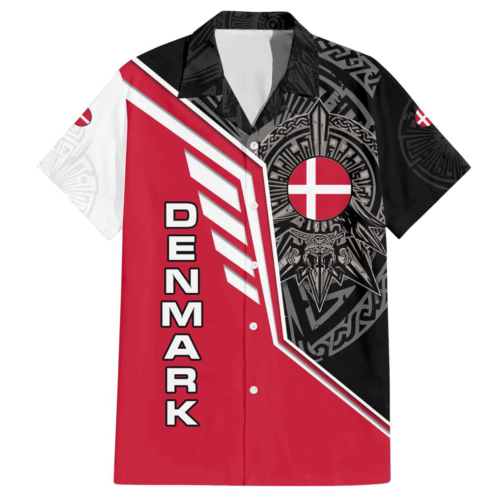 Denmark Flag Family Matching Long Sleeve Bodycon Dress and Hawaiian Shirt with Viking Rune Pattern and Nordic Crest Design - Wonder Print Shop