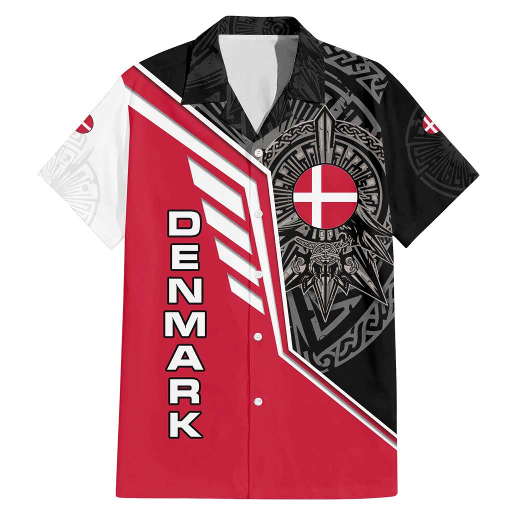 Denmark Flag Family Matching Mermaid Dress and Hawaiian Shirt with Viking Rune Pattern and Nordic Crest Design - Wonder Print Shop
