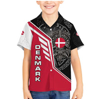 Denmark Flag Family Matching Mermaid Dress and Hawaiian Shirt with Viking Rune Pattern and Nordic Crest Design - Wonder Print Shop