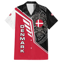 Denmark Flag Family Matching Off Shoulder Maxi Dress and Hawaiian Shirt with Viking Rune Pattern and Nordic Crest Design - Wonder Print Shop