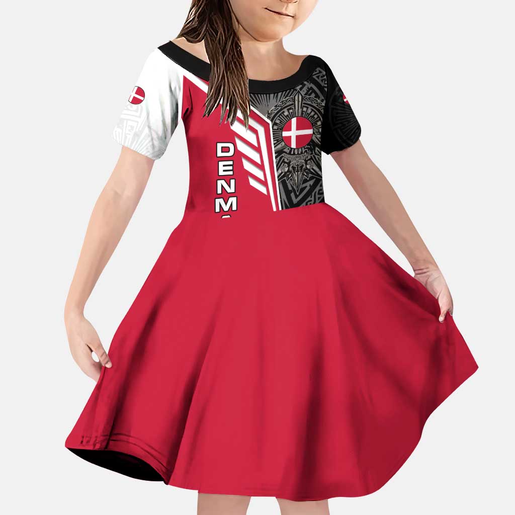 Denmark Flag Family Matching Puletasi and Hawaiian Shirt with Viking Rune Pattern and Nordic Crest Design - Wonder Print Shop