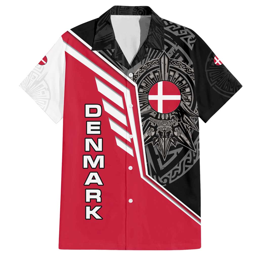 Denmark Flag Family Matching Puletasi and Hawaiian Shirt with Viking Rune Pattern and Nordic Crest Design - Wonder Print Shop