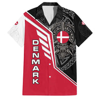 Denmark Flag Family Matching Short Sleeve Bodycon Dress and Hawaiian Shirt with Viking Rune Pattern and Nordic Crest Design - Wonder Print Shop