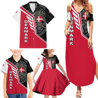 Denmark Flag Family Matching Summer Maxi Dress and Hawaiian Shirt with Viking Rune Pattern and Nordic Crest Design - Wonder Print Shop