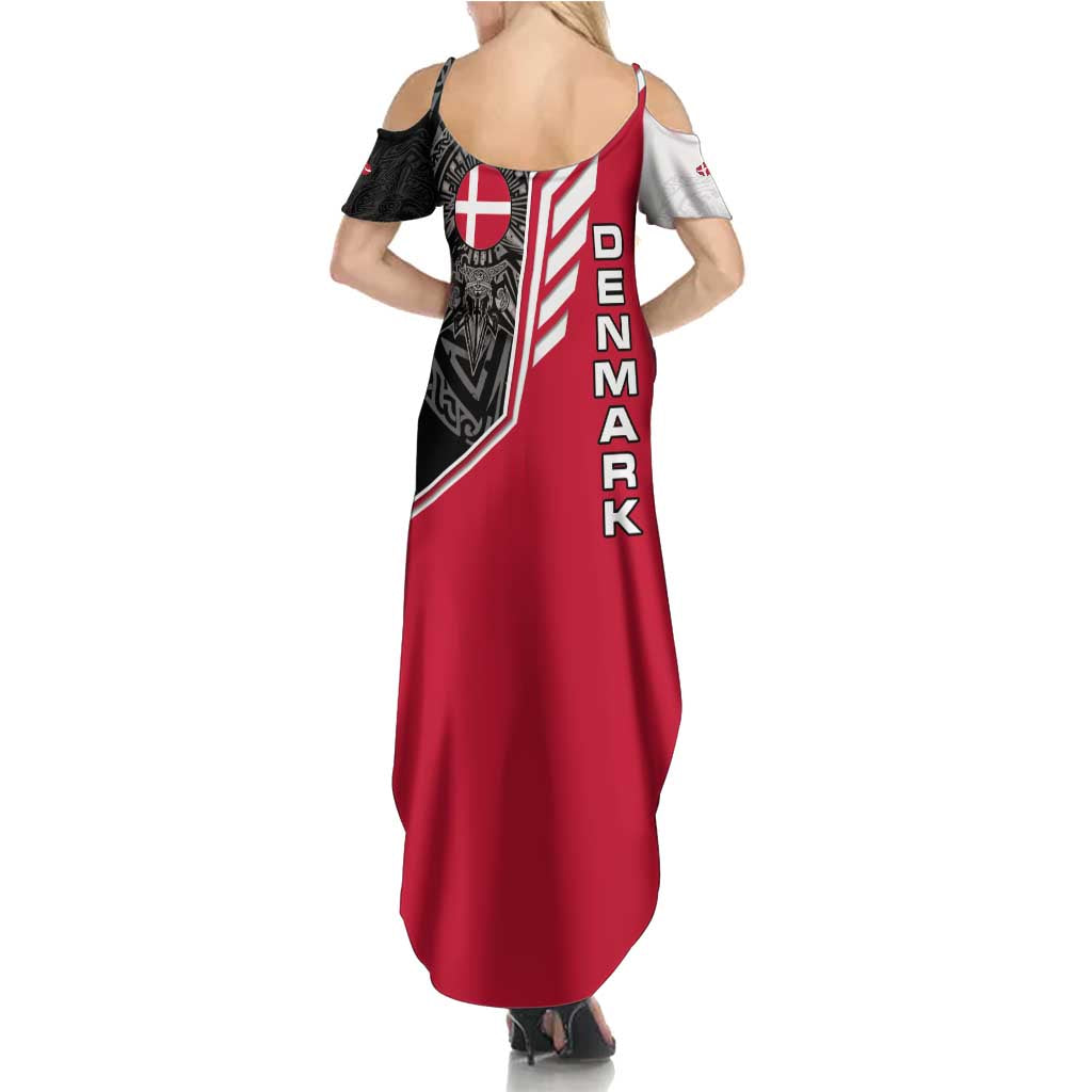 Denmark Flag Family Matching Summer Maxi Dress and Hawaiian Shirt with Viking Rune Pattern and Nordic Crest Design - Wonder Print Shop