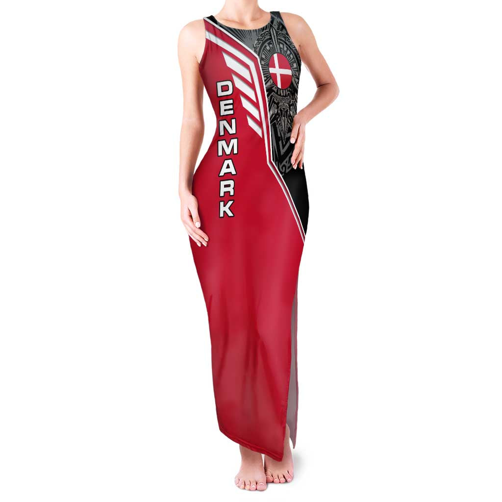 Denmark Flag Family Matching Tank Maxi Dress and Hawaiian Shirt with Viking Rune Pattern and Nordic Crest Design - Wonder Print Shop