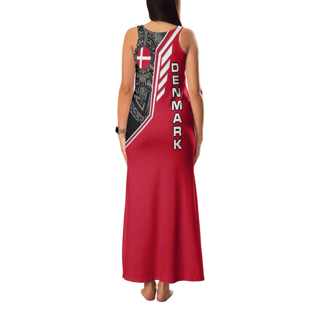 Denmark Flag Family Matching Tank Maxi Dress and Hawaiian Shirt with Viking Rune Pattern and Nordic Crest Design - Wonder Print Shop