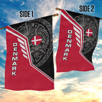 Denmark Flag Garden Flag with Viking Rune Pattern and Nordic Crest Design - Wonder Print Shop