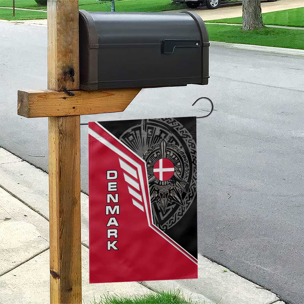 Denmark Flag Garden Flag with Viking Rune Pattern and Nordic Crest Design - Wonder Print Shop