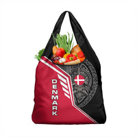 Denmark Flag Grocery Bag with Viking Rune Pattern and Nordic Crest Design - Wonder Print Shop