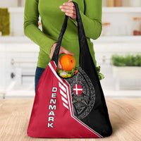 Denmark Flag Grocery Bag with Viking Rune Pattern and Nordic Crest Design - Wonder Print Shop