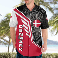Denmark Flag Hawaiian Shirt with Viking Rune Pattern and Nordic Crest Design - Wonder Print Shop