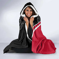 Denmark Flag Hooded Blanket with Viking Rune Pattern and Nordic Crest Design - Wonder Print Shop