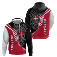 Denmark Flag Hoodie with Viking Rune Pattern and Nordic Crest Design - Wonder Print Shop