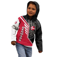 Denmark Flag Kid Hoodie with Viking Rune Pattern and Nordic Crest Design - Wonder Print Shop