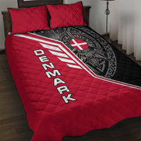 Denmark Flag Quilt Bed Set with Viking Rune Pattern and Nordic Crest Design - Wonder Print Shop