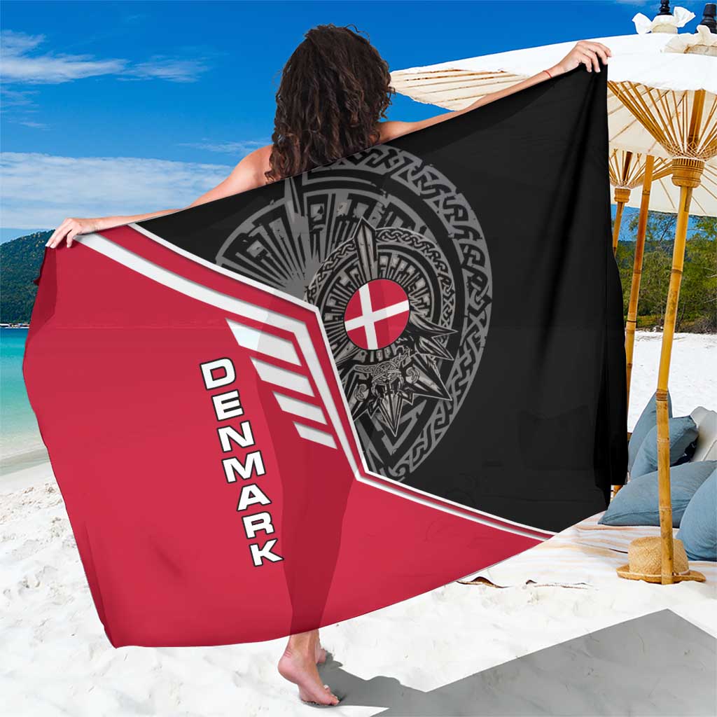 Denmark Flag Sarong with Viking Rune Pattern and Nordic Crest Design - Wonder Print Shop